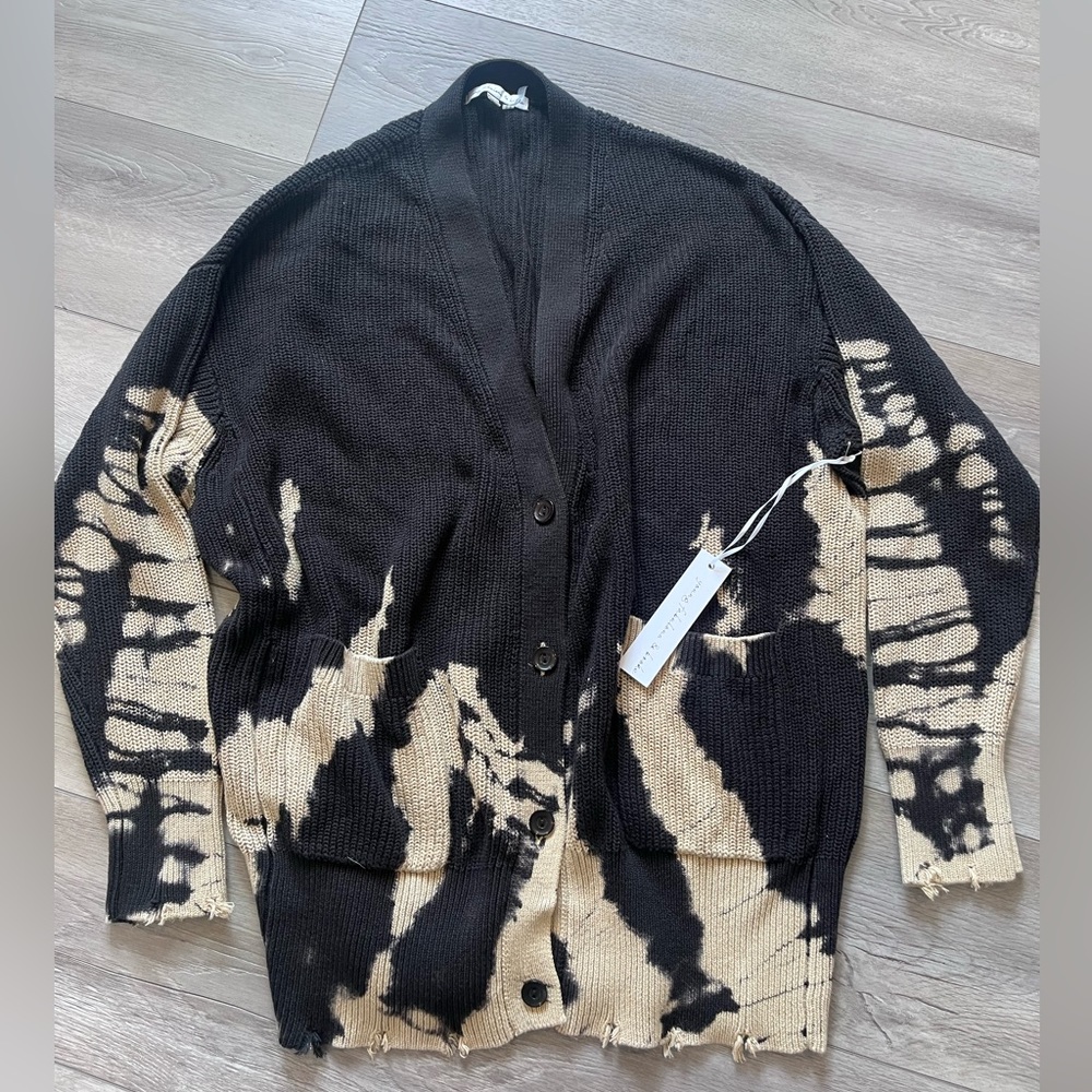 Young Fabulous & Broke Black and Beige Tie-Dye Cardigan
